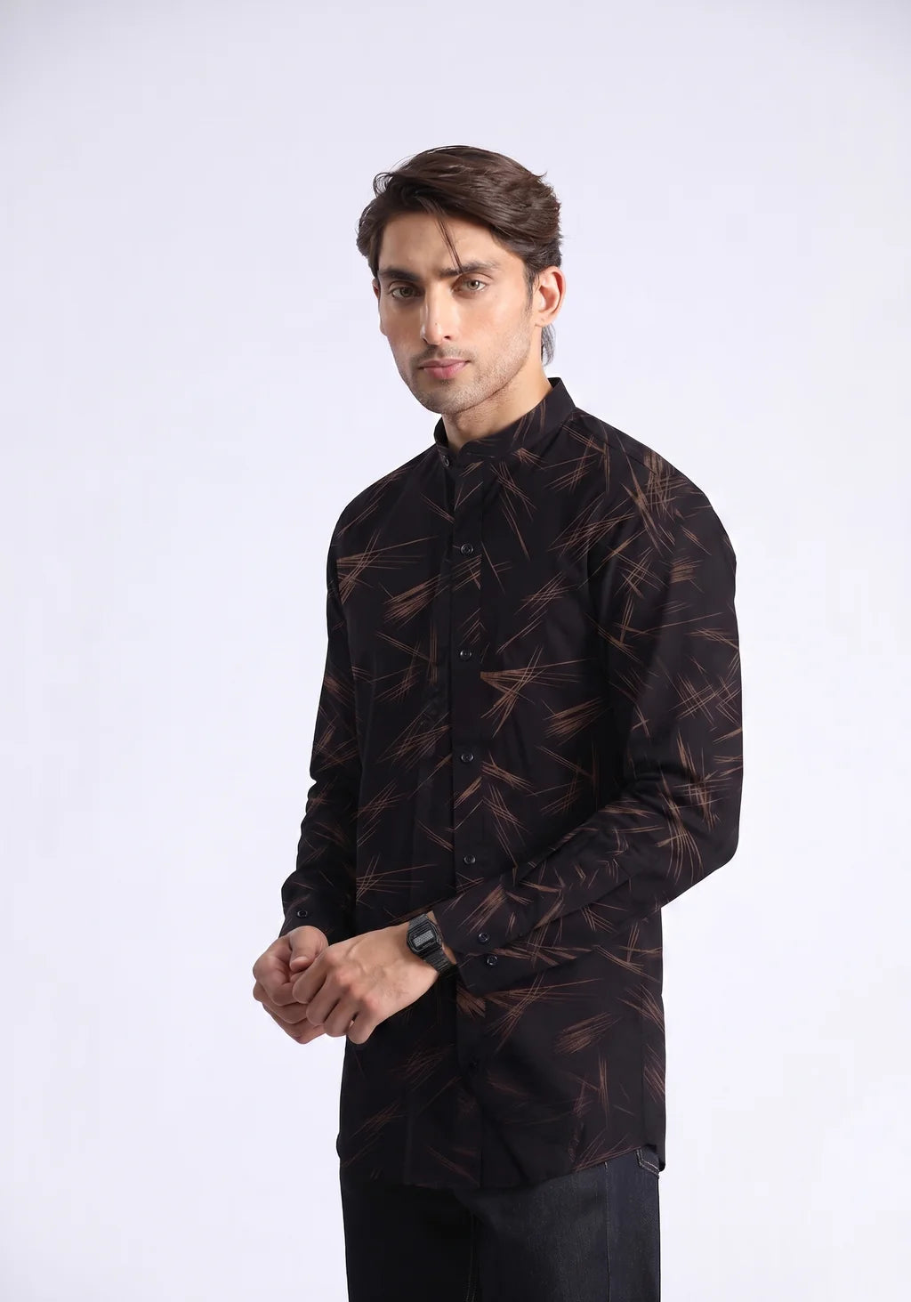 Men’s Premium Black Abstract Print Shirt