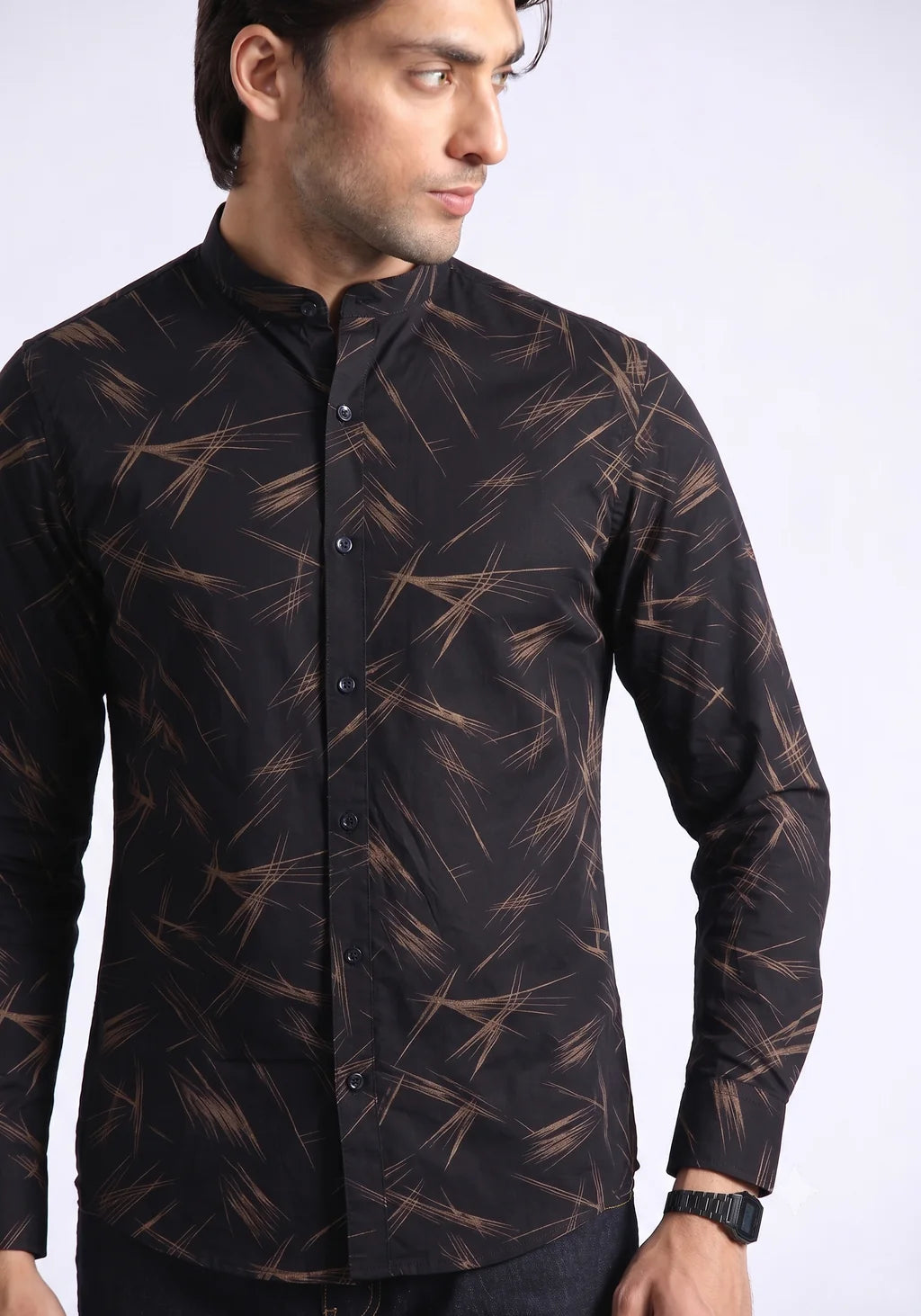 Men’s Premium Black Abstract Print Shirt