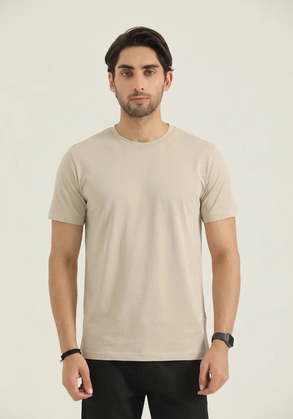 Men's Classic Fit Crew Neck Cotton T-Shirt – Sand Beige