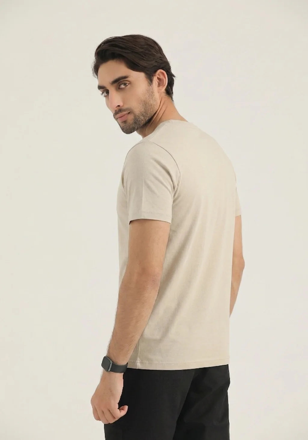 Men's Classic Fit Crew Neck Cotton T-Shirt – Sand Beige