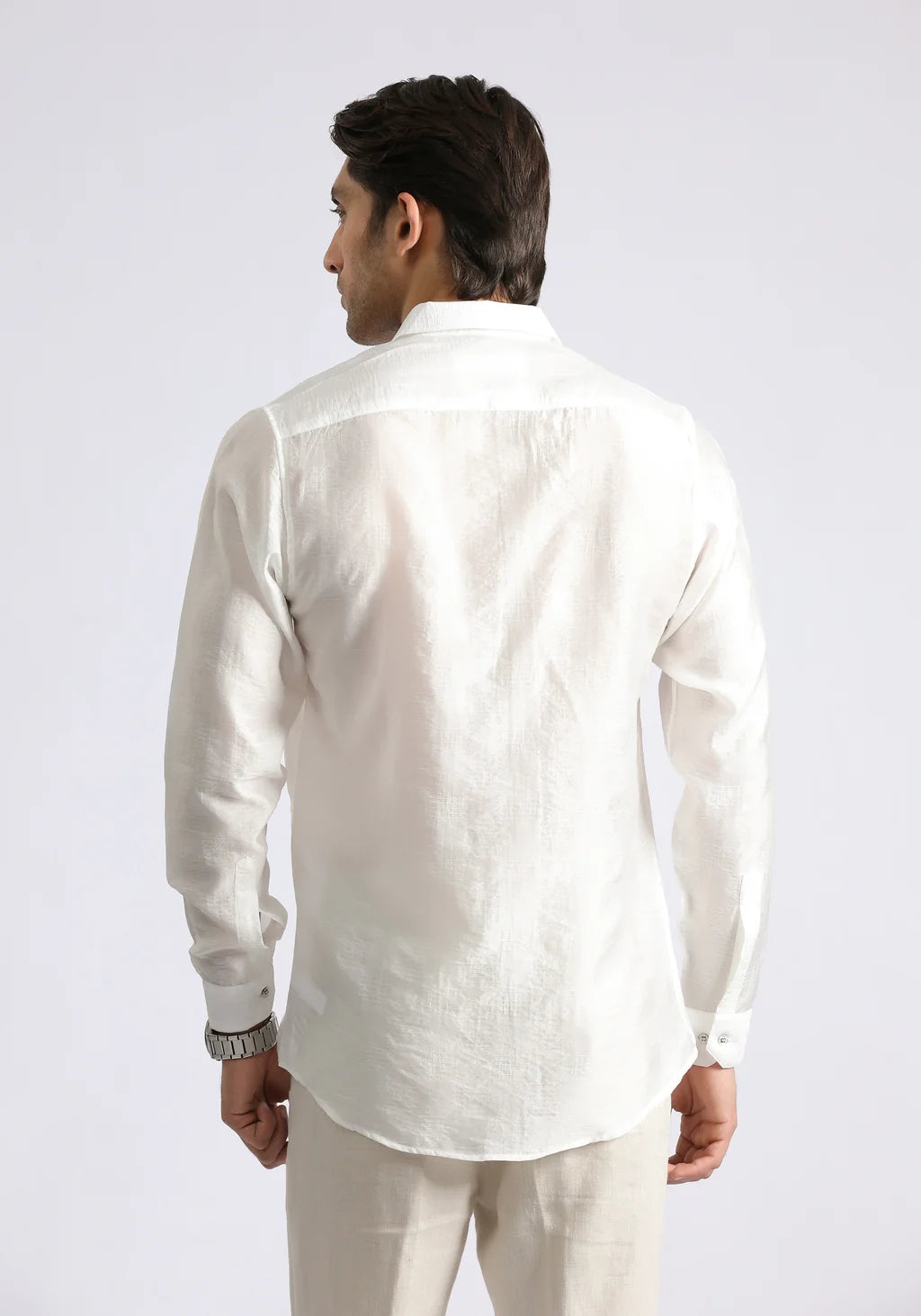 Men’s Premium White Linen-Blend Shirt