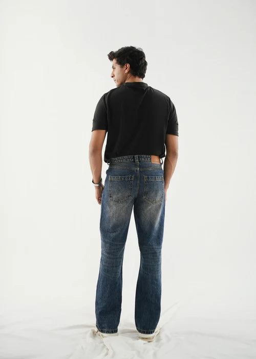 Faded Blue Relaxed Straight Denim Jeans