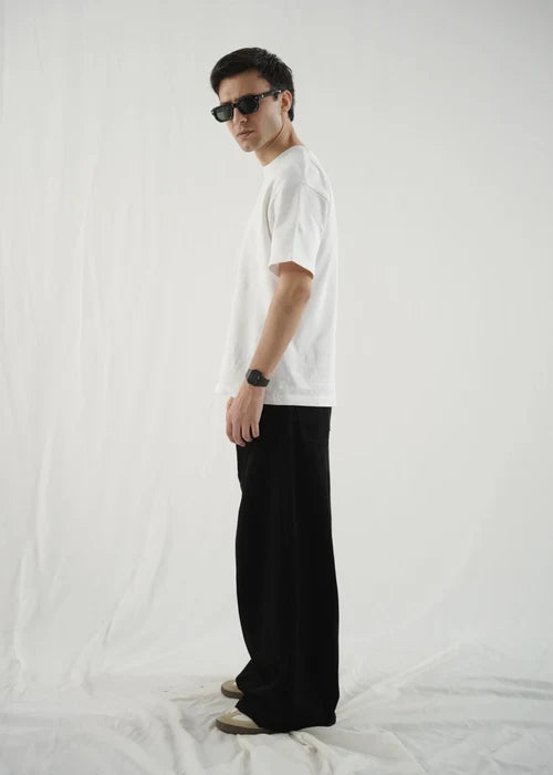 Wide-Leg Relaxed Fit Trousers – Black