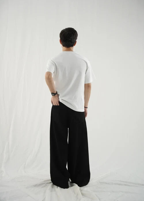Wide-Leg Relaxed Fit Trousers – Black