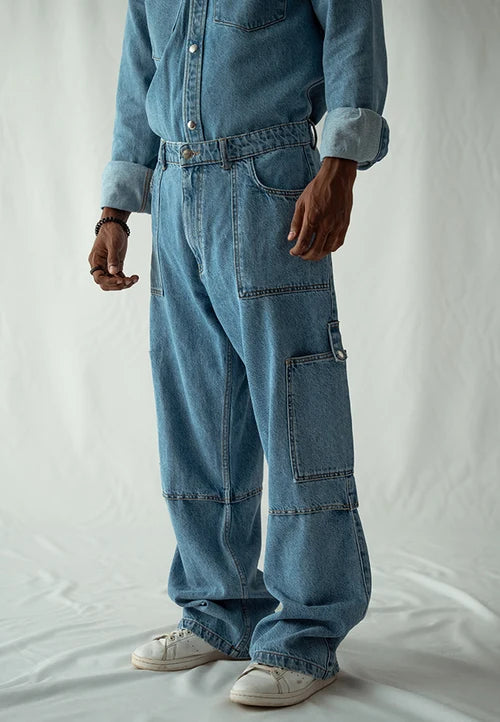 Premium Utility Cargo Jeans – Relaxed Baggy Fit